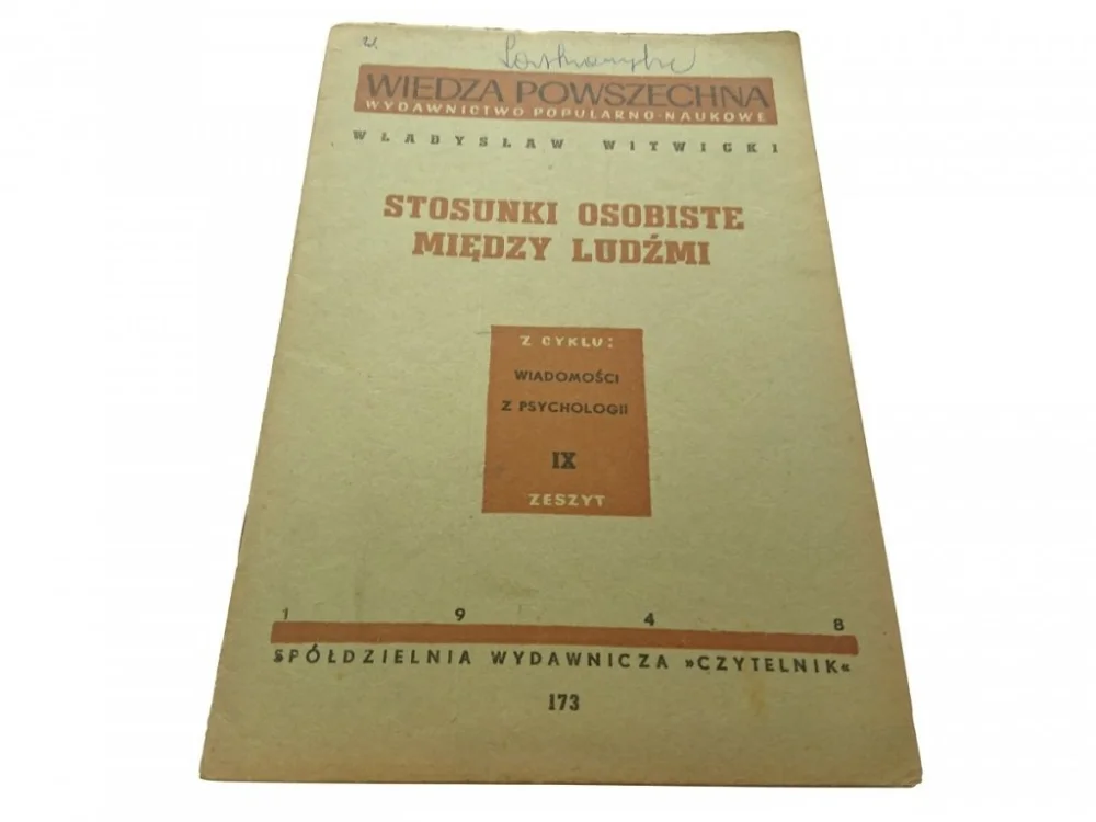 Premium WIADOMOŚCI Z PSYCHOLOGII IX STOSUNKI OSOBISTE 1948