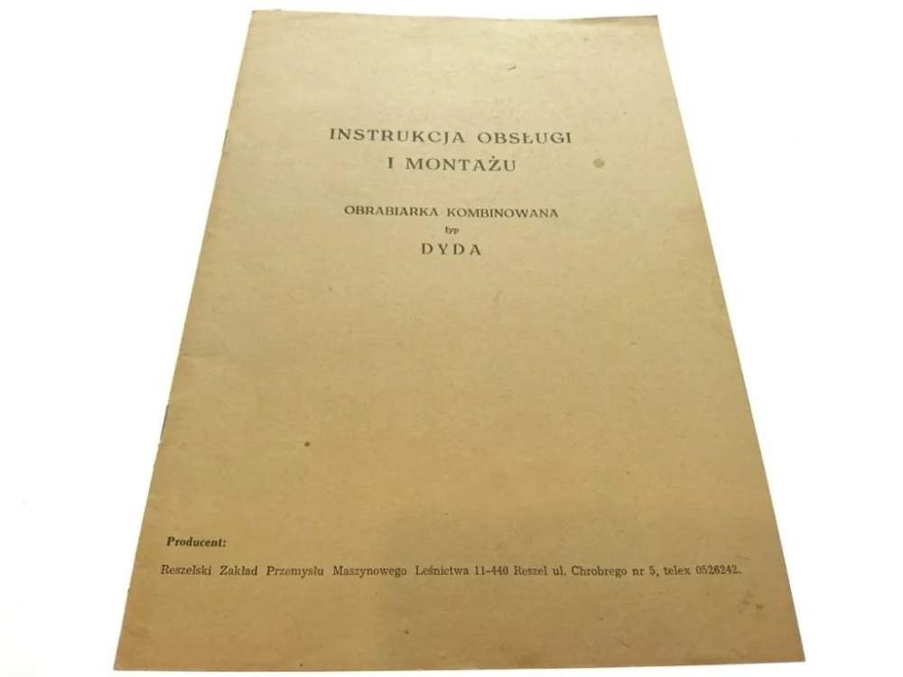 INSTRUKCJA OBSŁUGI I MONTAŻU. OBRABIARKA Oferta limitowana